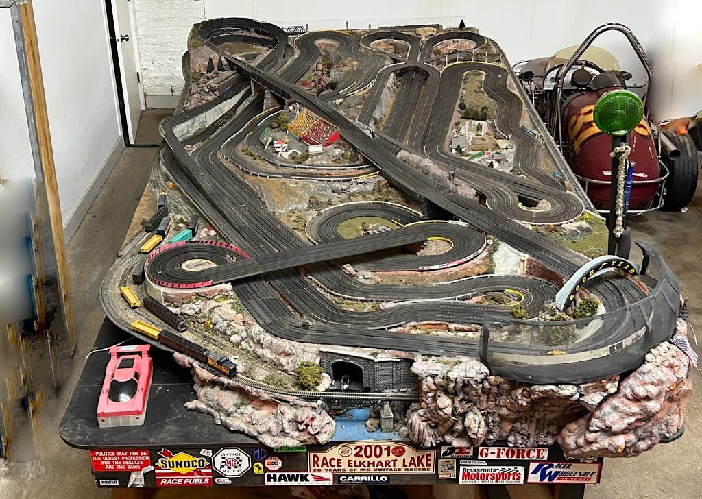 Slot Car Raceway And Model Railroad Track