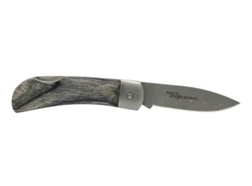 Dinosaur Bone + Amber Damascus Knife From Santa Fe Stoneworks