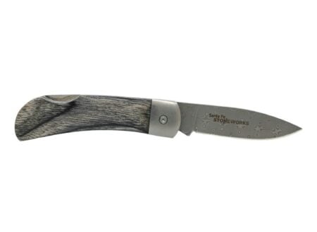 Dinosaur Bone + Amber Damascus Knife From Santa Fe Stoneworks