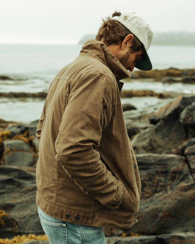 Flint and Tinder Flannel-Lined Waxed Trucker Jacket 11