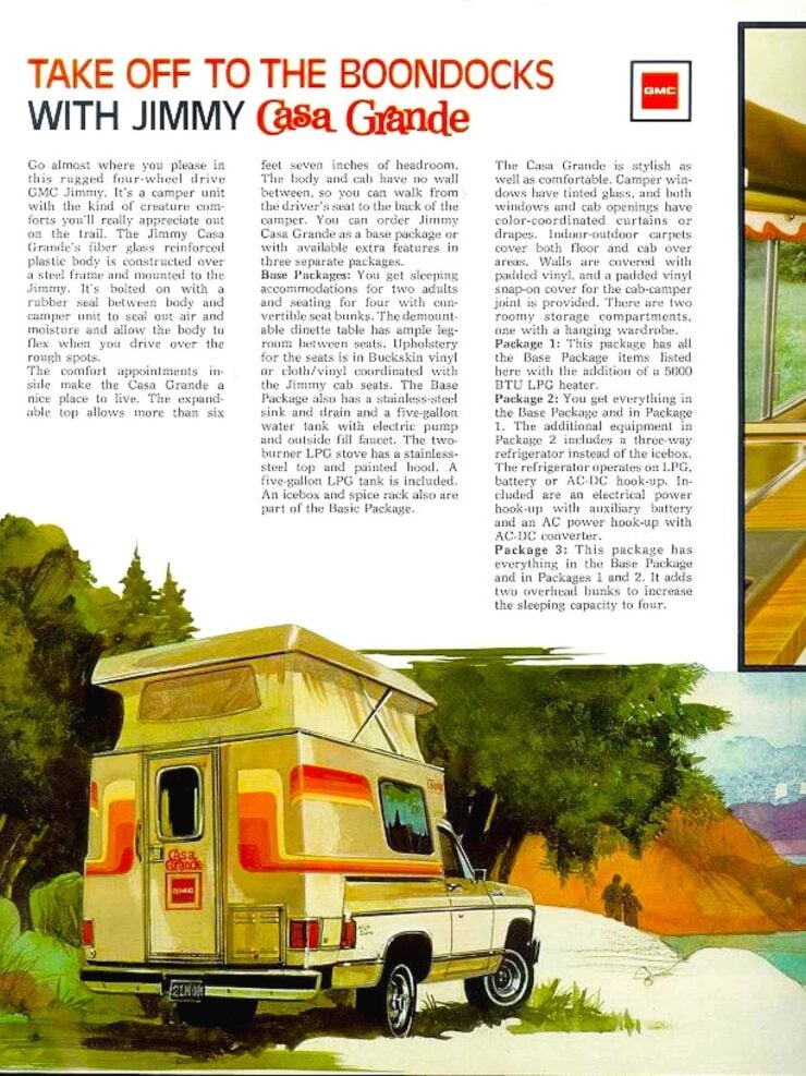 GMC Jimmy High Sierra 4×4 Casa Grande Camper Brochure 1