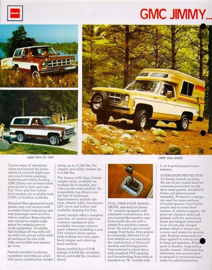 GMC Jimmy High Sierra 4×4 Casa Grande Camper Brochure 2