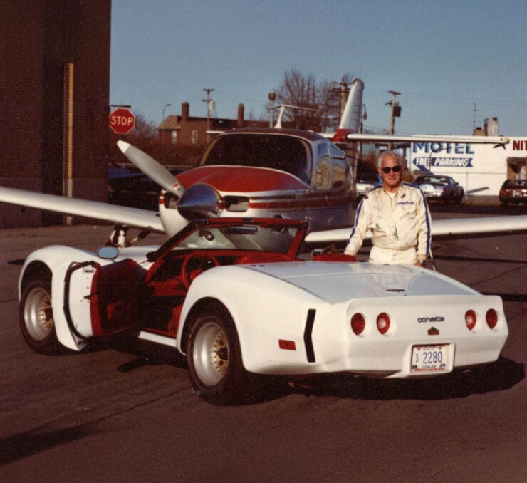 Zora Arkus-Duntov with his own Duntov Turbo Corvette