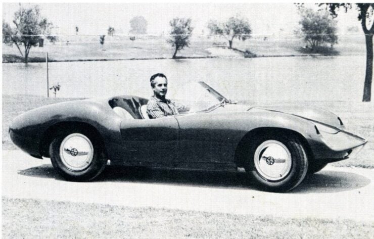 Bill Devin at the wheel of his own personal Devin SS.
