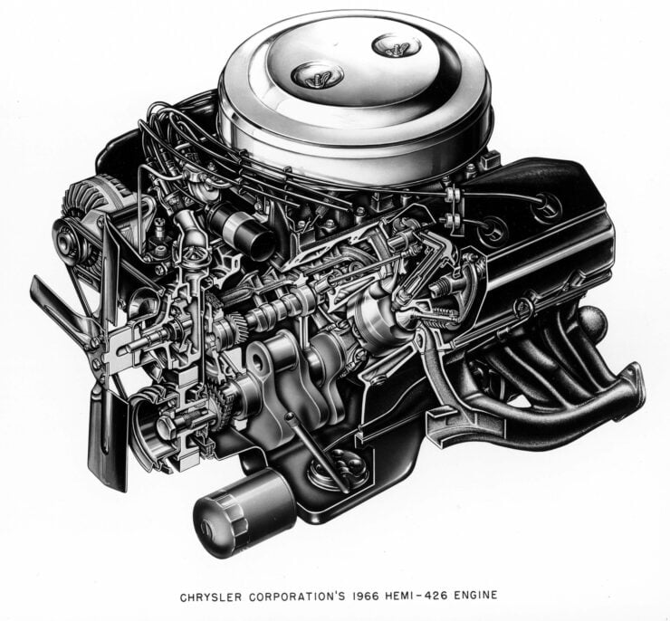 Chrysler 426 Hemi V8 Engine Cutaway Illustration