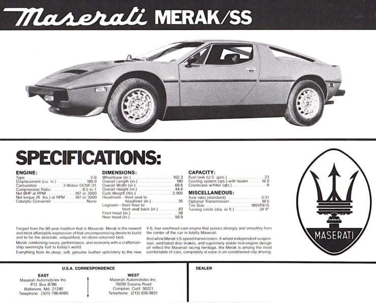 Maserati Merak SS Vintage Ad