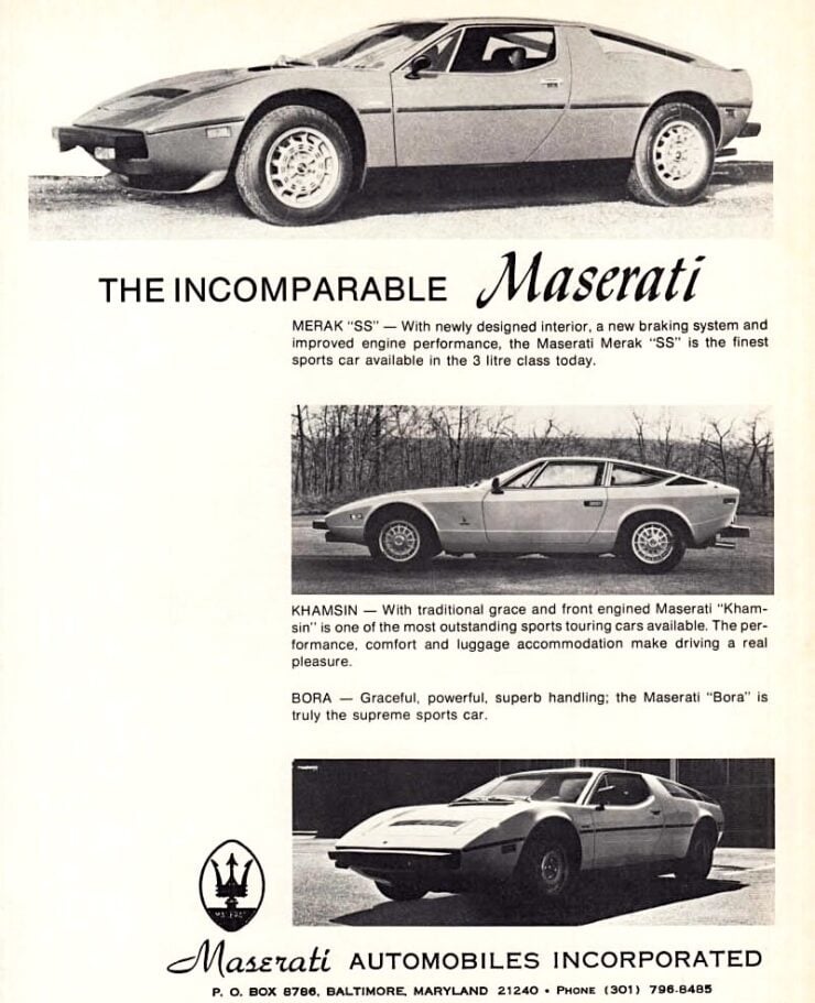 Maserati Merak Vintage Ad