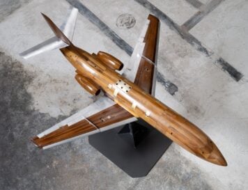 Scale wind tunnel model of the Dassault Falcon private jet