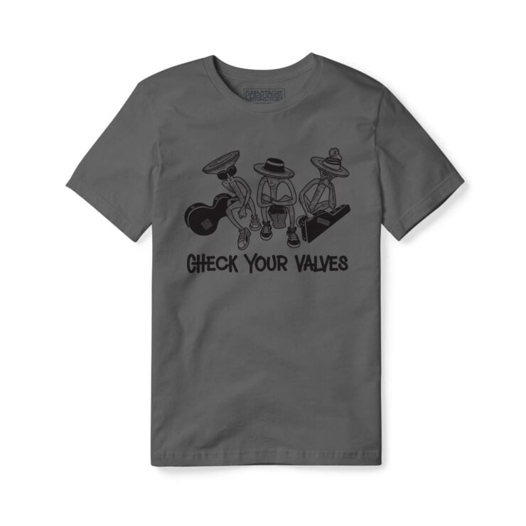 Check Your Valves T-Shirt Sabotage Motorcycles 1