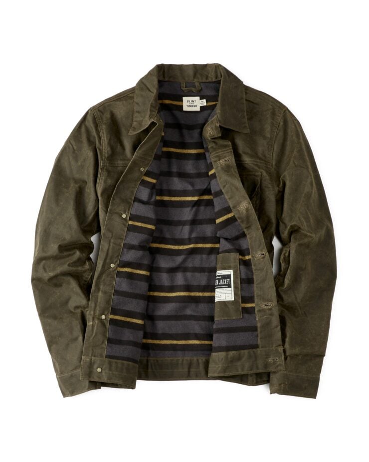 Flint and Tinder Flannel-Lined Waxed Trucker Jacket 1