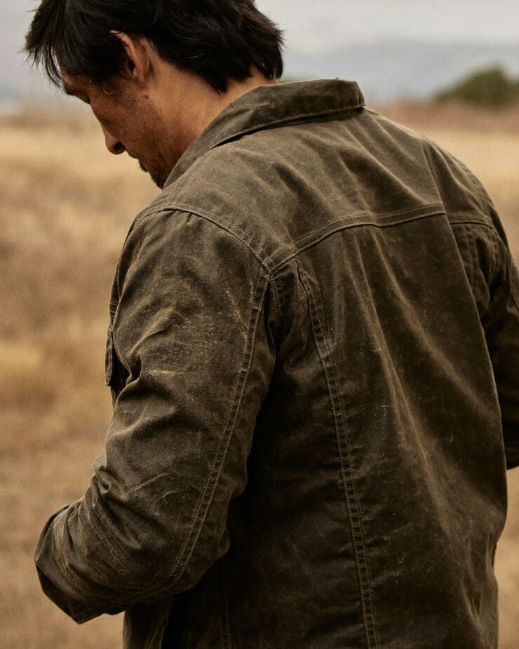 Flint and Tinder Flannel-Lined Waxed Trucker Jacket 5