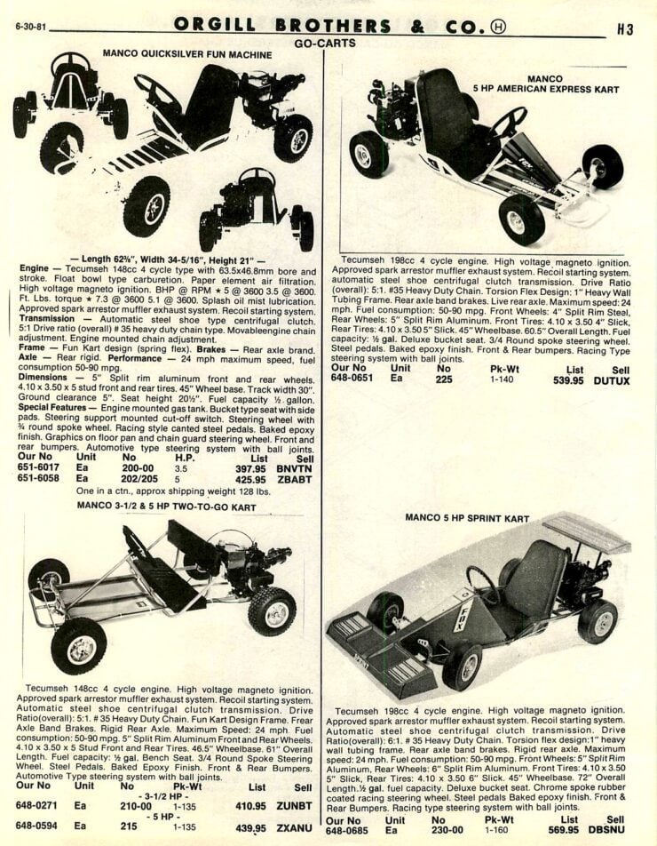 Manco Vintage Go Kart Ad
