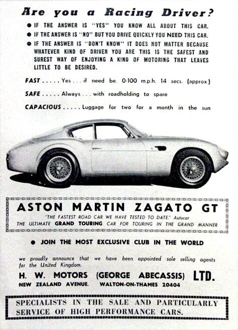 Vintage Zagato Car Advertisement 1
