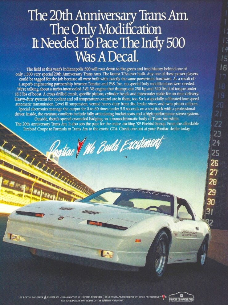 1989 Pontiac Trans Am Turbo Vintage Ad