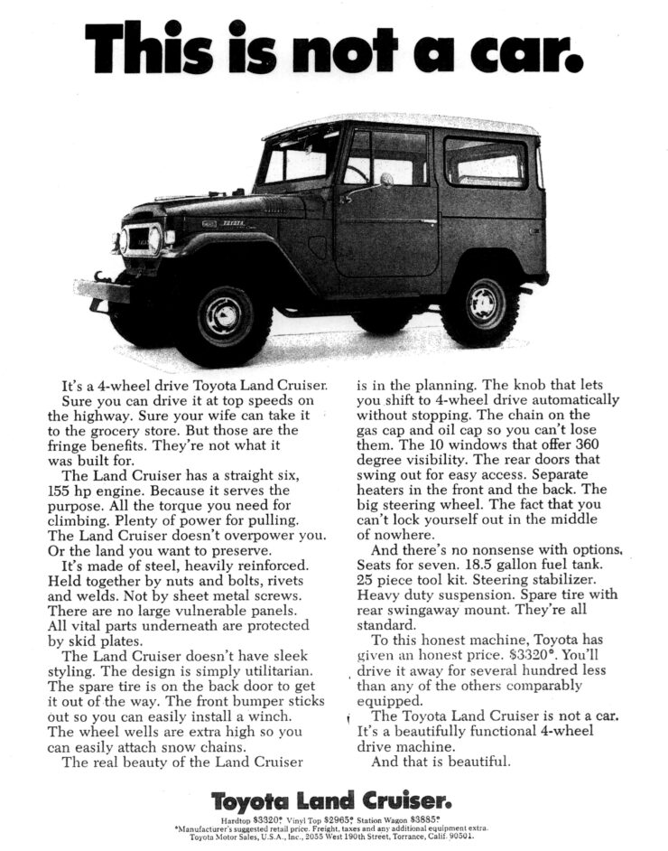 Toyota Land Cruiser FJ40 Vintage Advertisement