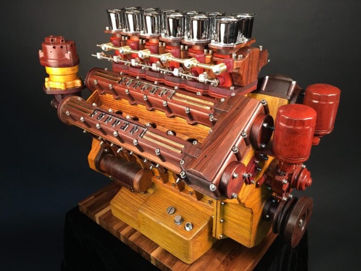 Ferrari Colombo V12 Engine Wooden Scale Model