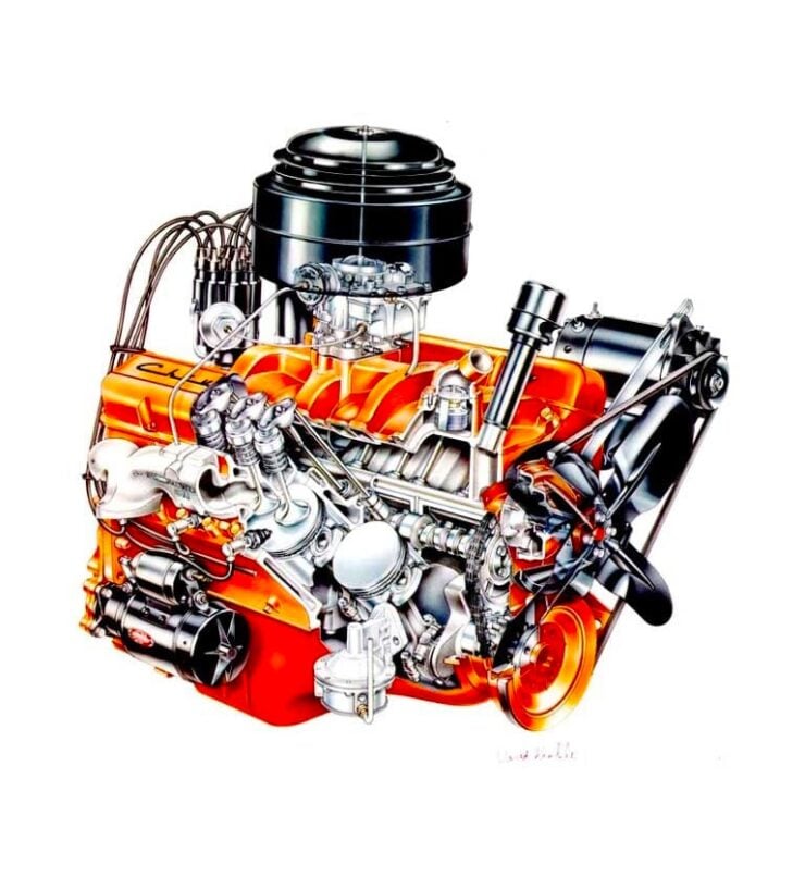 Chevrolet Small Block V8 Engine Cutaway Illustration