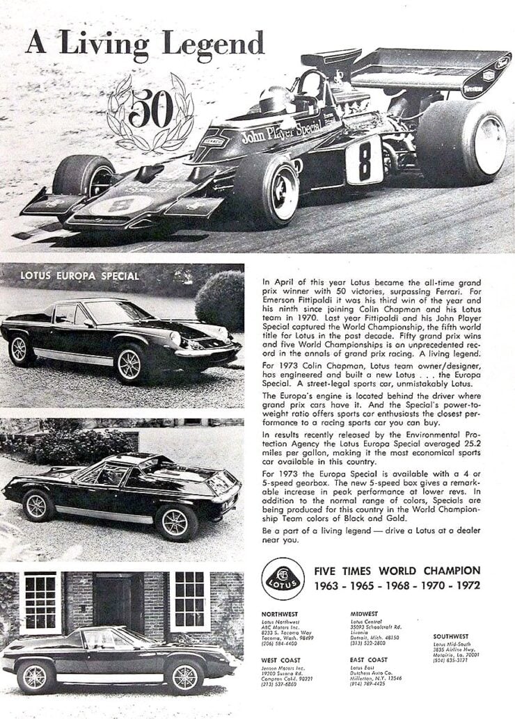 Lotus Europa Vintage Ad 1