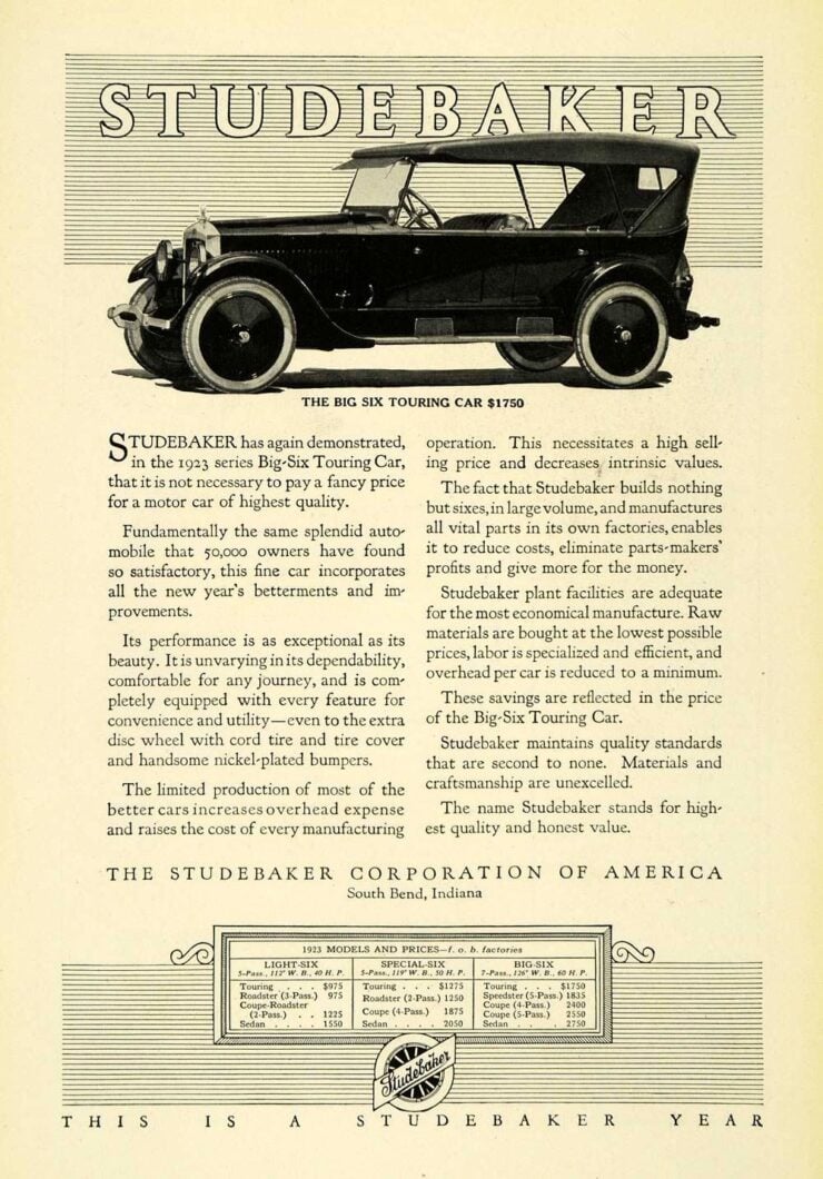 Studebaker Big Six Vintage Ad