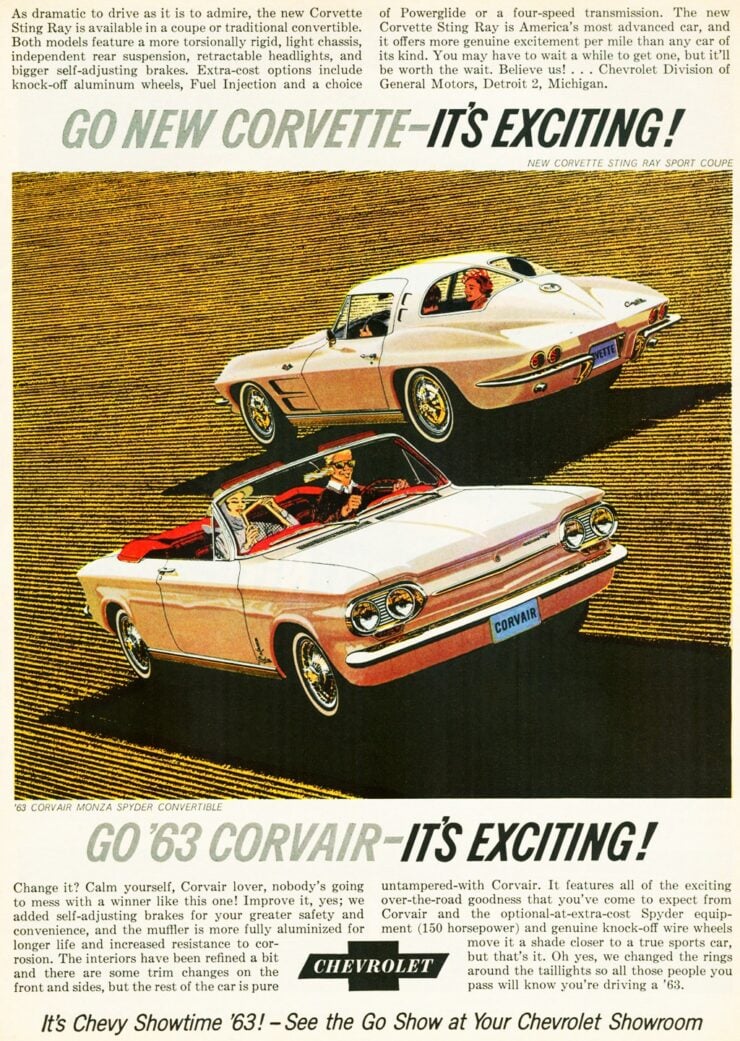 1963 Corvette + Corvair Vintage Ad