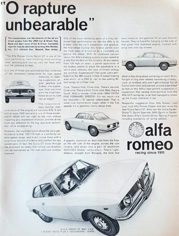 Alfa Romeo Giulia Sprint GT Vintage Ad