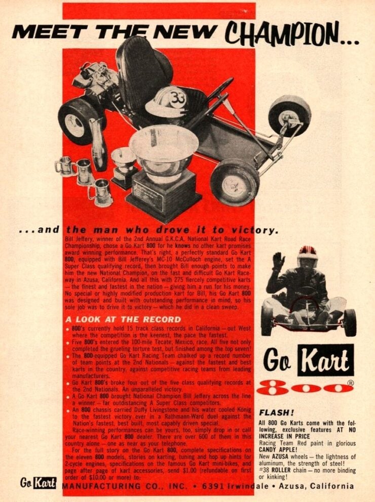 Go Kart Manufacturing Company 800 Model Vintage Ad