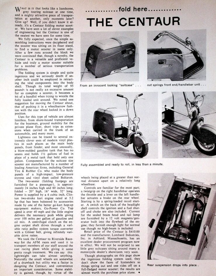 Centaur Folding Scooter Vintage Magazine Review