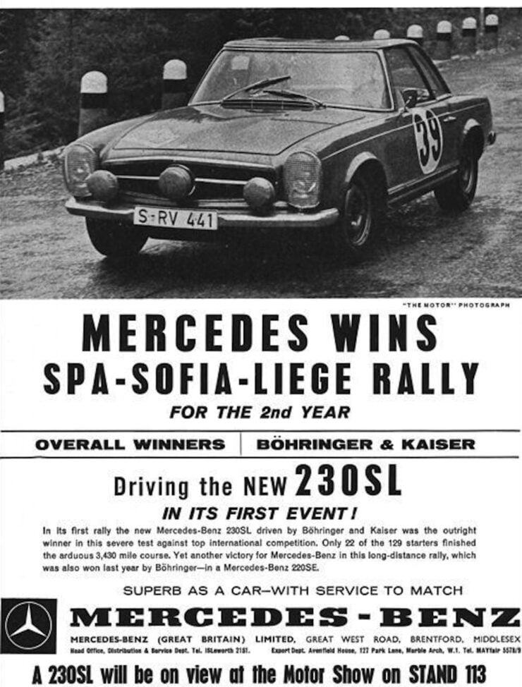 Mercedes-Benz 230SL Pagoda Vintage Ad 1