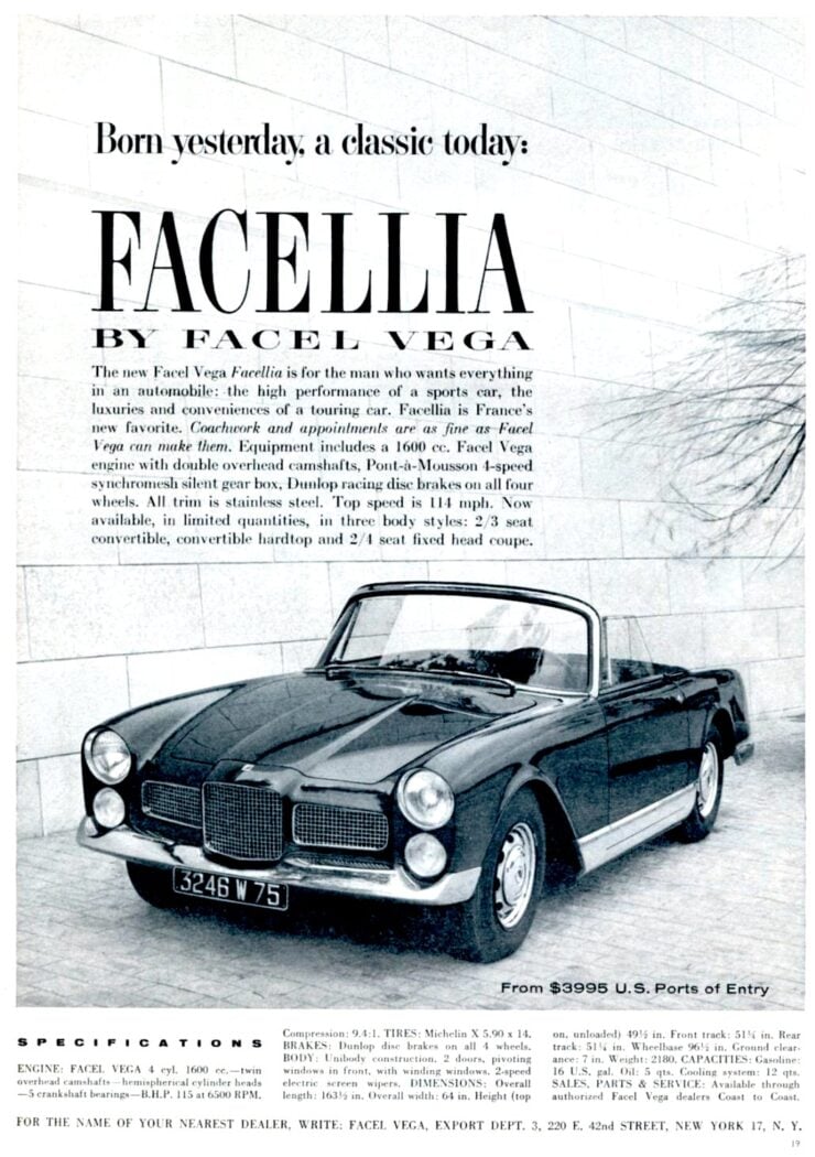 Facel Vega Facellia Vintage Ad