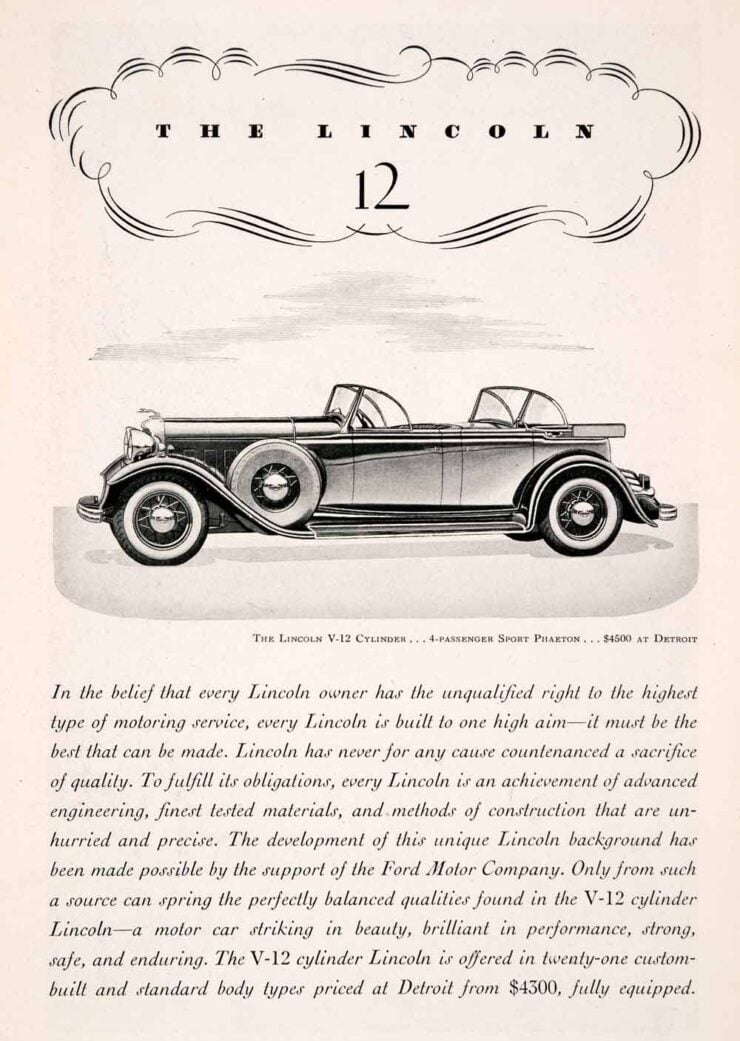 Lincoln KB V12 Vintage Ad