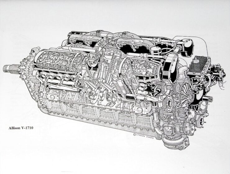 Allison V-1710 V12 Engine Cutaway Illustration