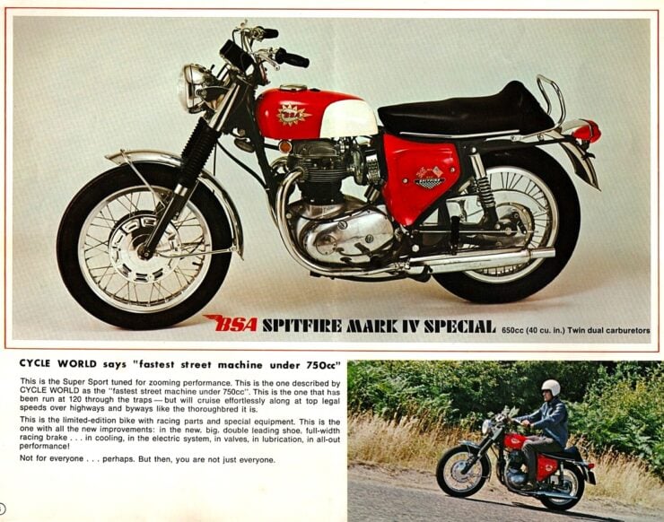 BSA Spitfire Mark IV Vintage Ad