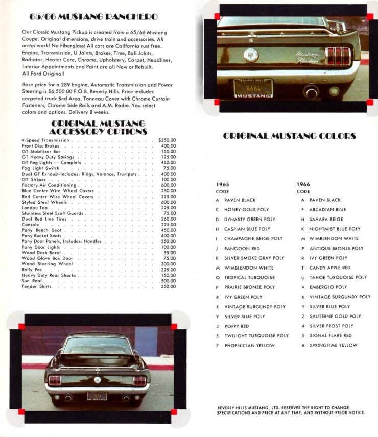 Beverly Hills Mustang - Mustang Ranchero Brochure 2
