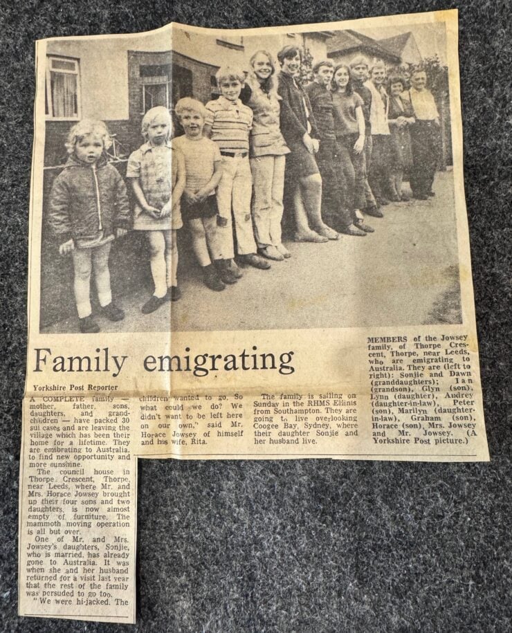 Jowsey Family emigrates to Australia