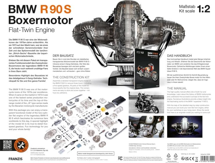 The Franzis BMW R90S Engine Model Kit 3