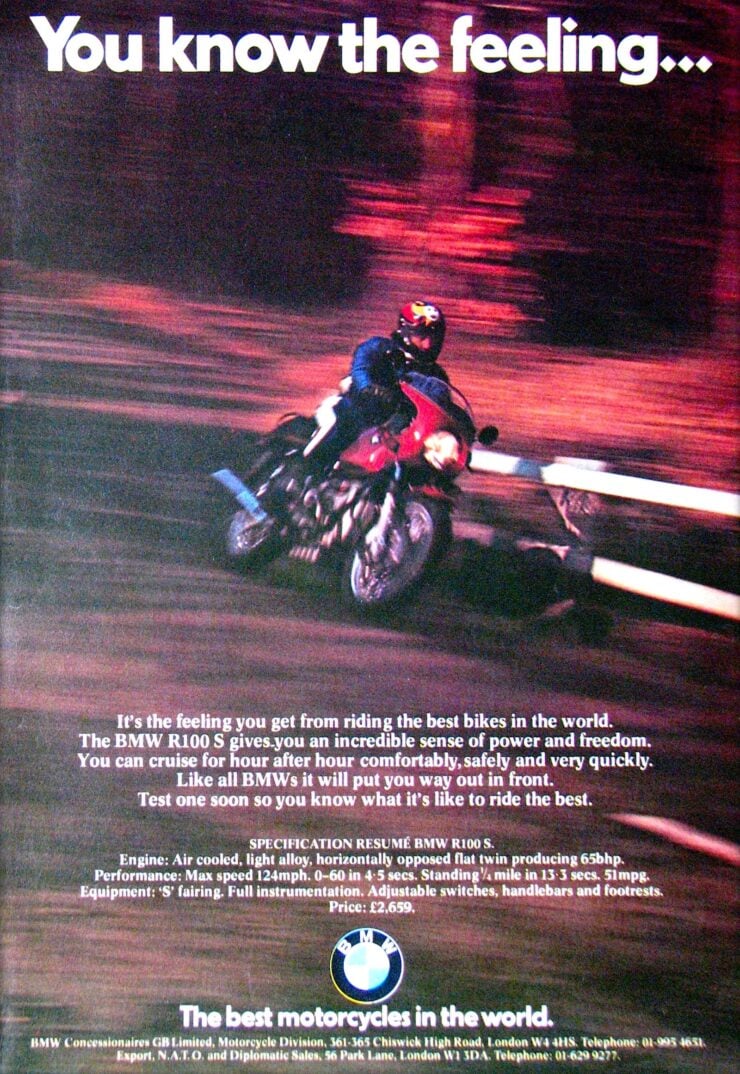 BMW R100S Vintage Ad